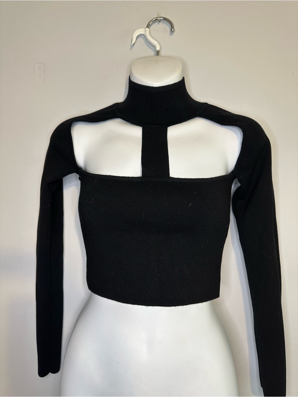 Zara Black Cutout Turtleneck Crop Top